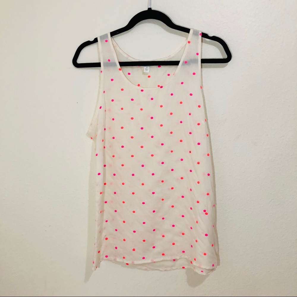 Jun & Ivy White With Pink Polka Dot Tank Top Sz S